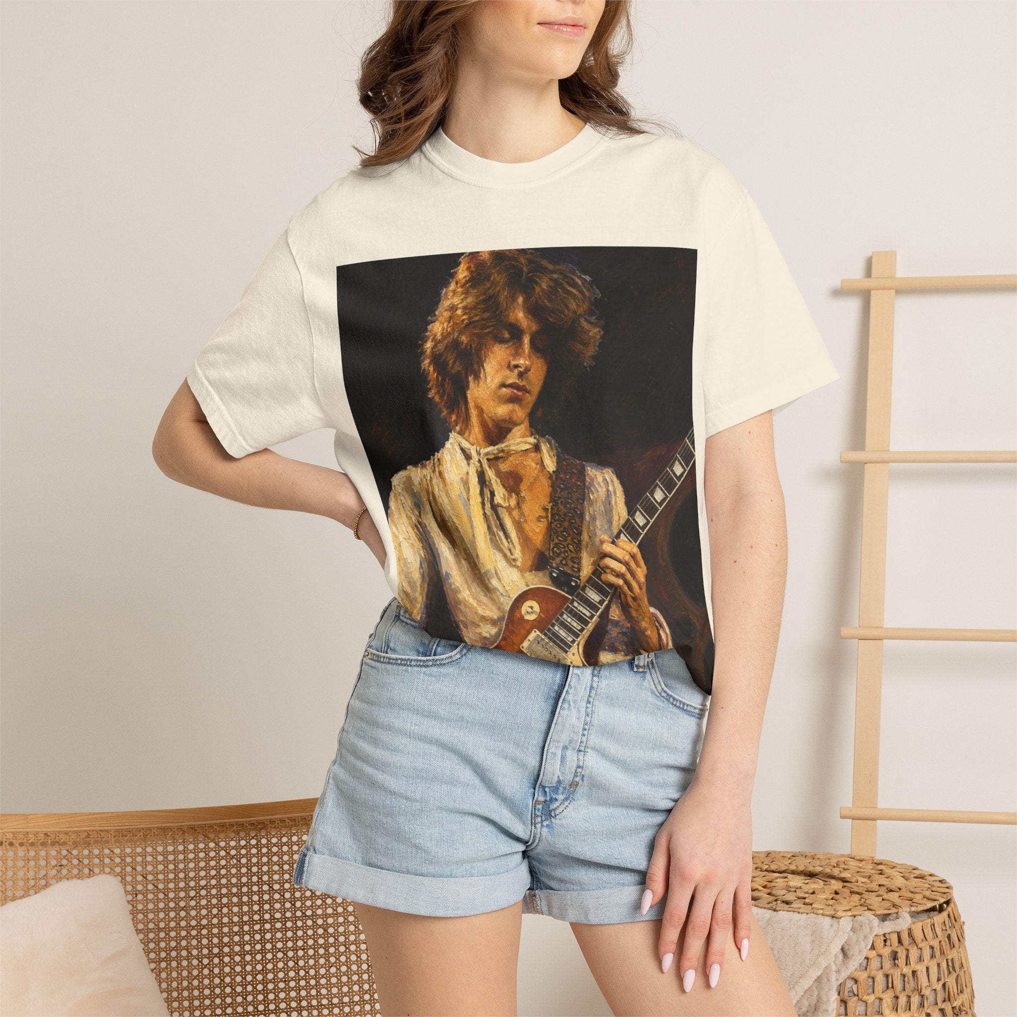 Guitarist Portrait T‑Shirt — Vintage Rock Artwork (Tim Cosgriff Art)