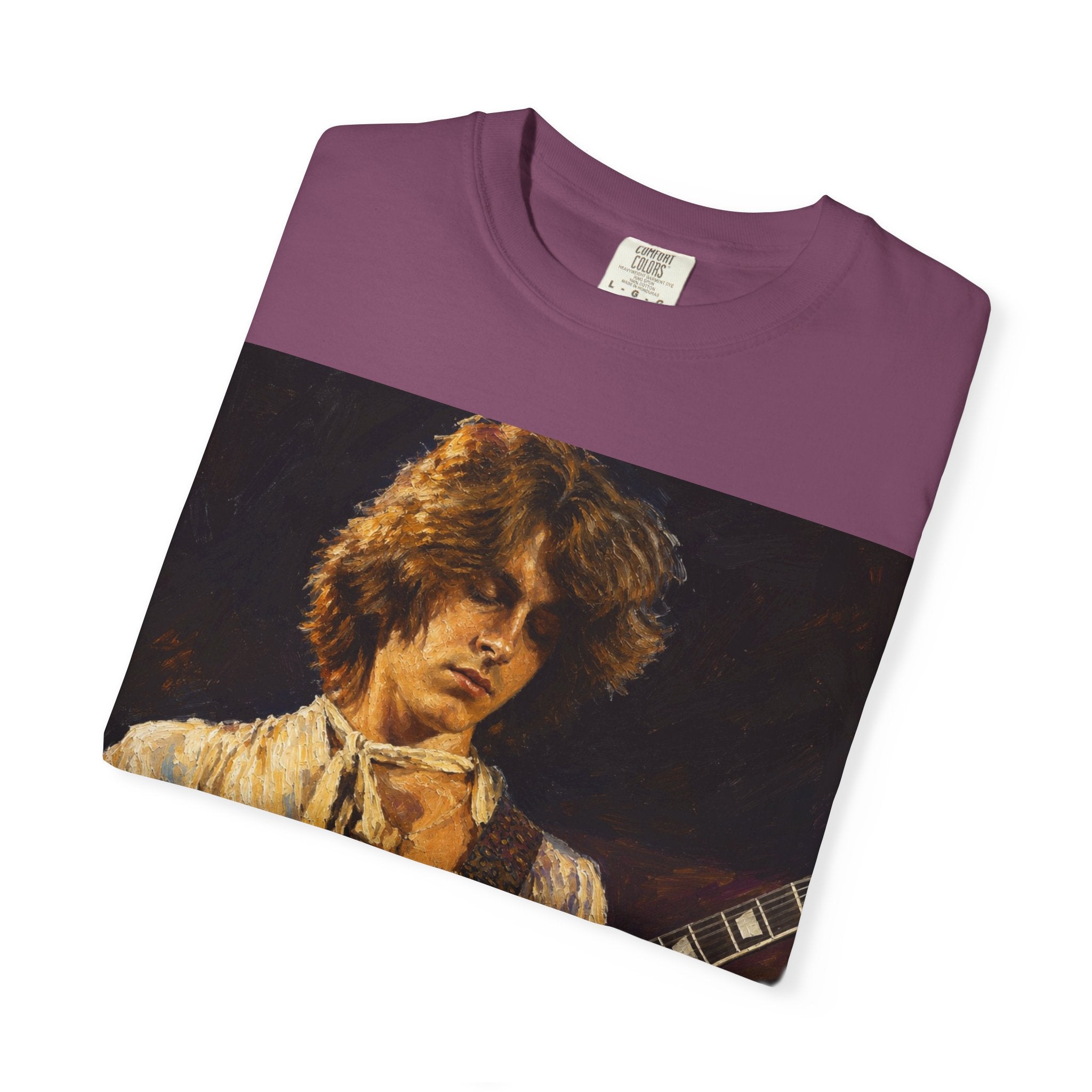 Guitarist Portrait T‑Shirt — Vintage Rock Artwork (Tim Cosgriff Art)