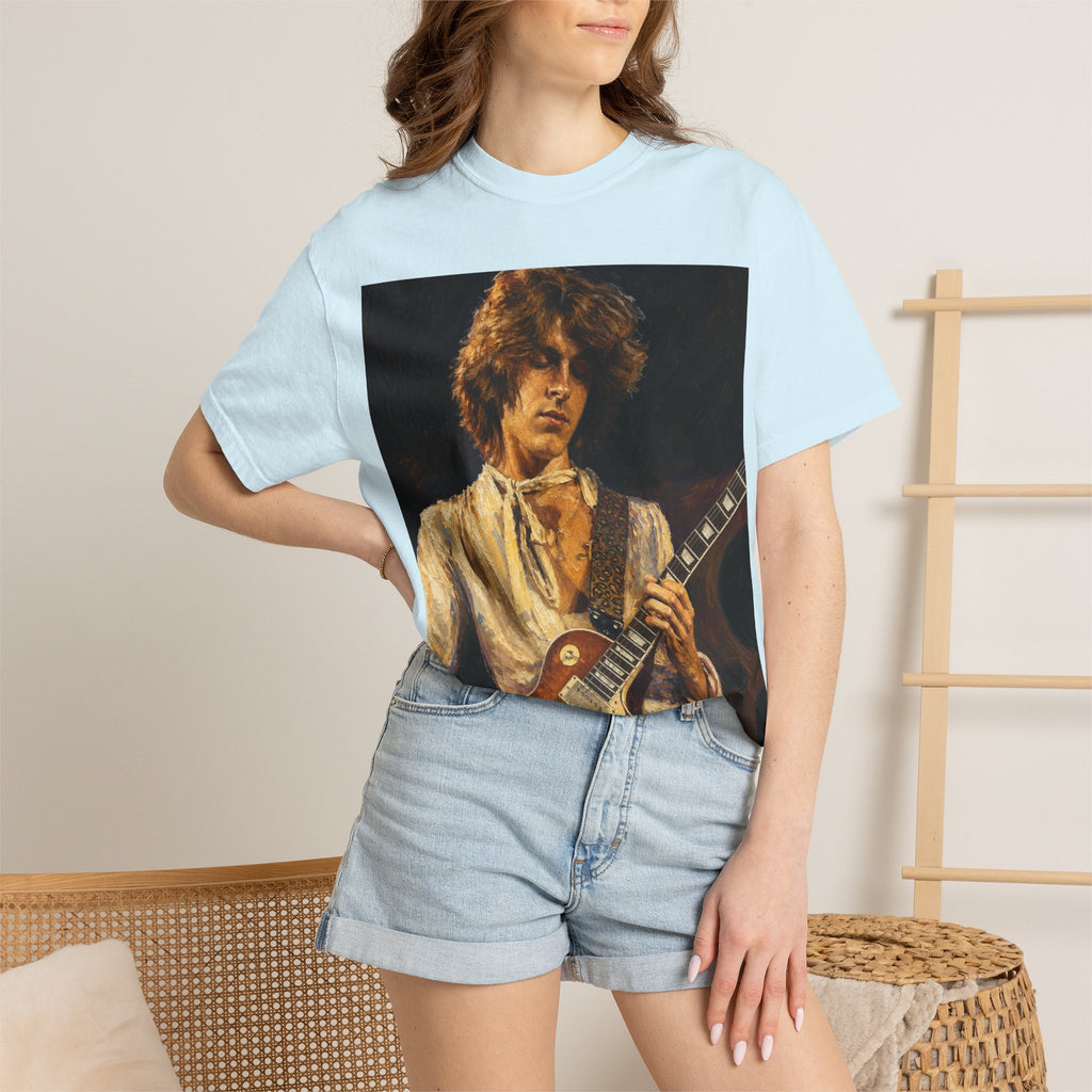 Guitarist Portrait T‑Shirt — Vintage Rock Artwork (Tim Cosgriff Art)