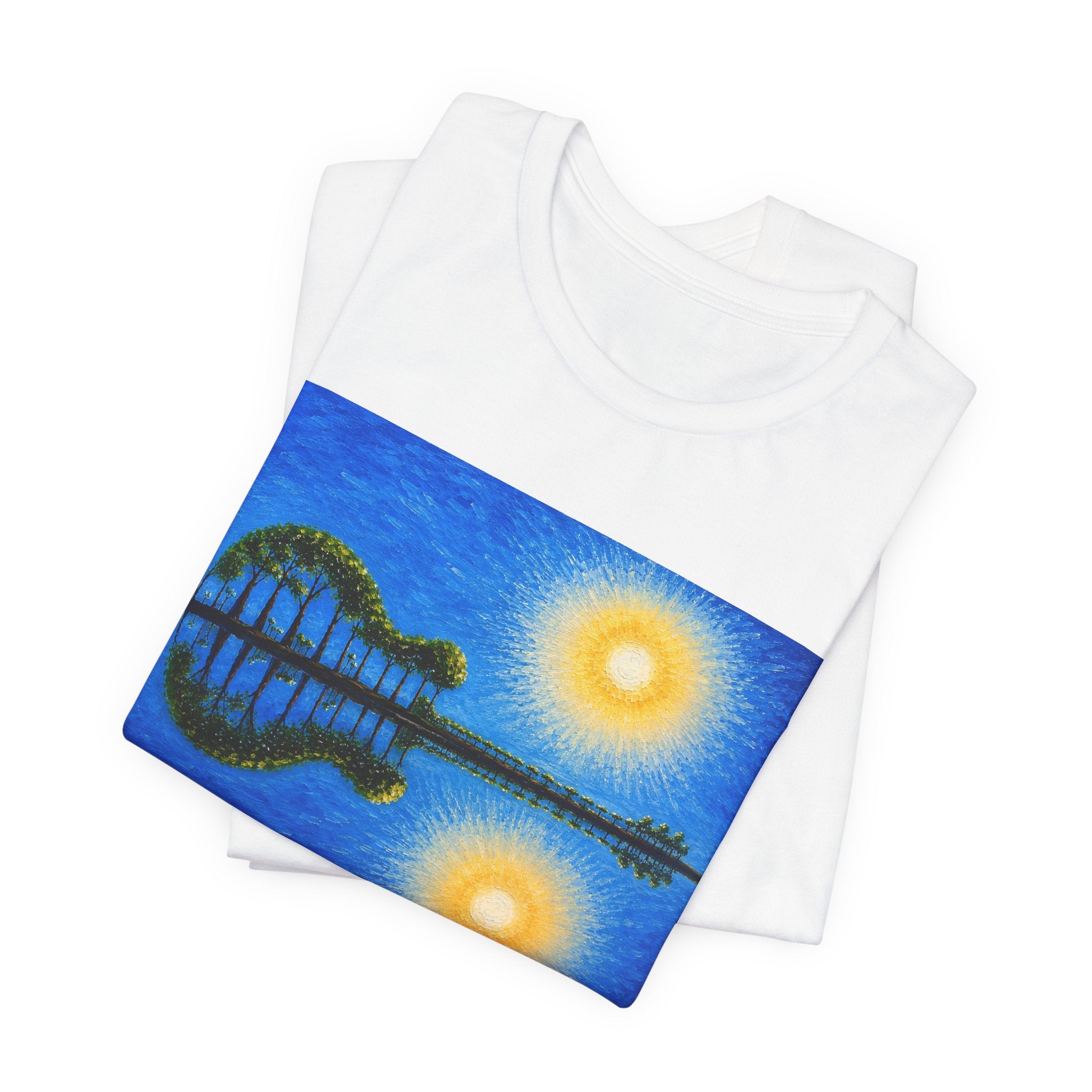 Copy of Guitar Island Sunset T‑Shirt  Reflective Tropical Music Art Tee