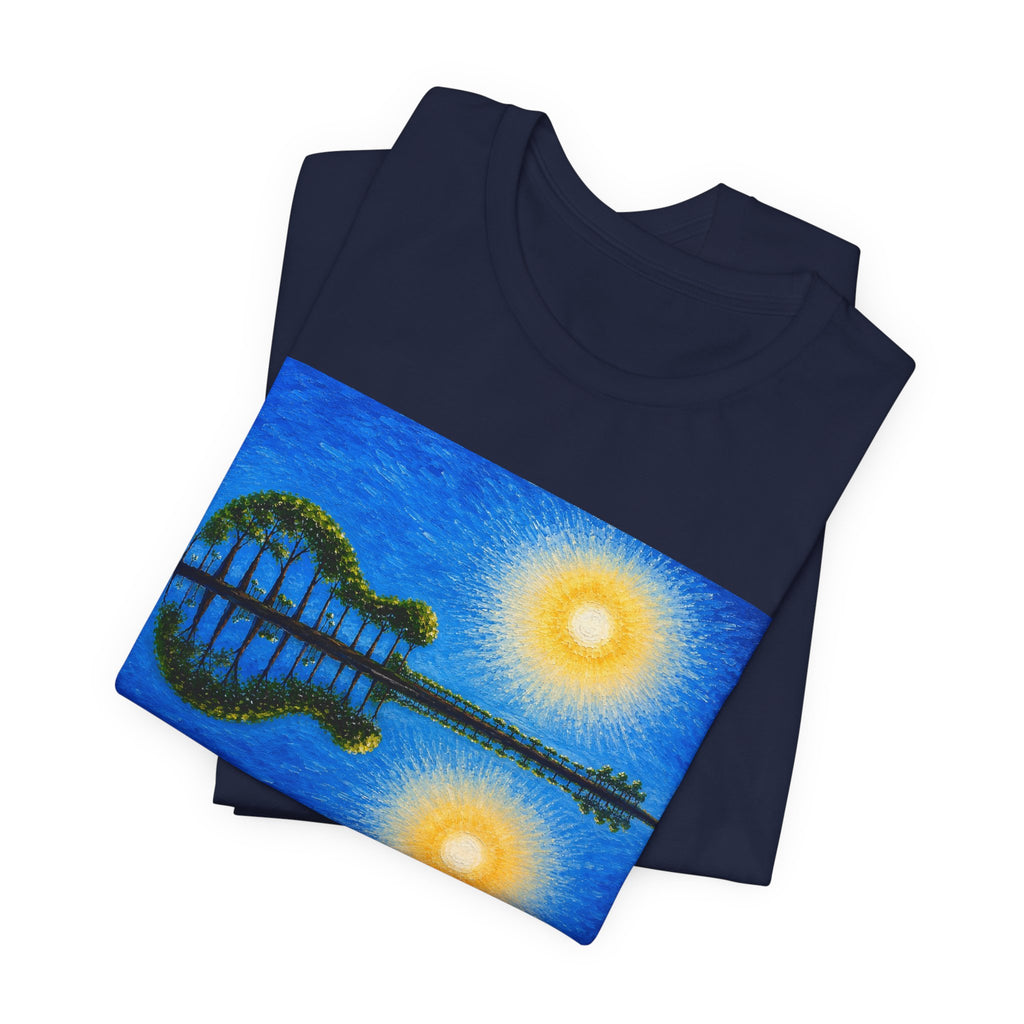 Copy of Guitar Island Sunset T‑Shirt  Reflective Tropical Music Art Tee