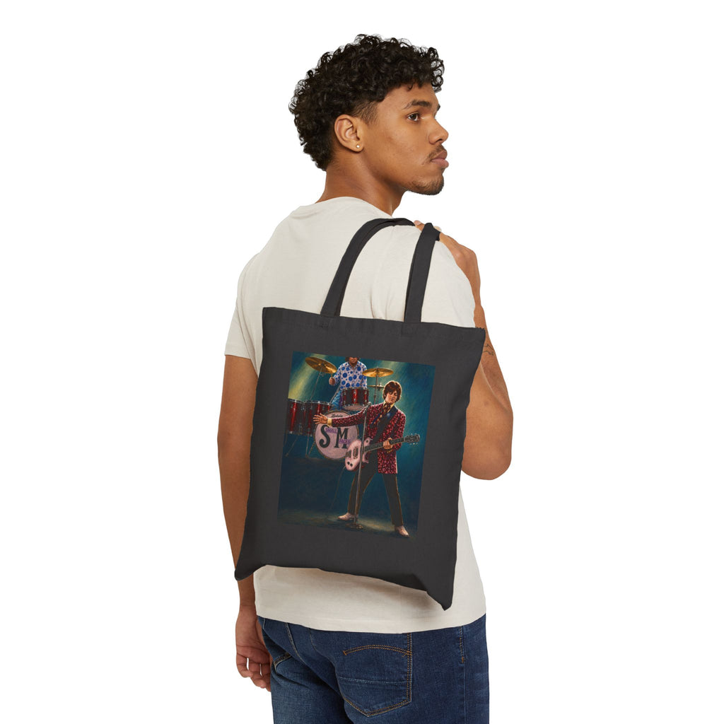 Vintage Rock Band Tote Bag – 'SM' Drummer & Guitarist Canvas Tote