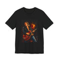 Rock Guitarist Graphic Tee — Fiery Electric Guitar Player T-Shirt