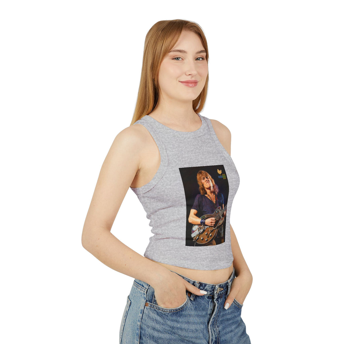 Alvin Lee at Woodstock Classic Rock Guitar Crop Racer Tank