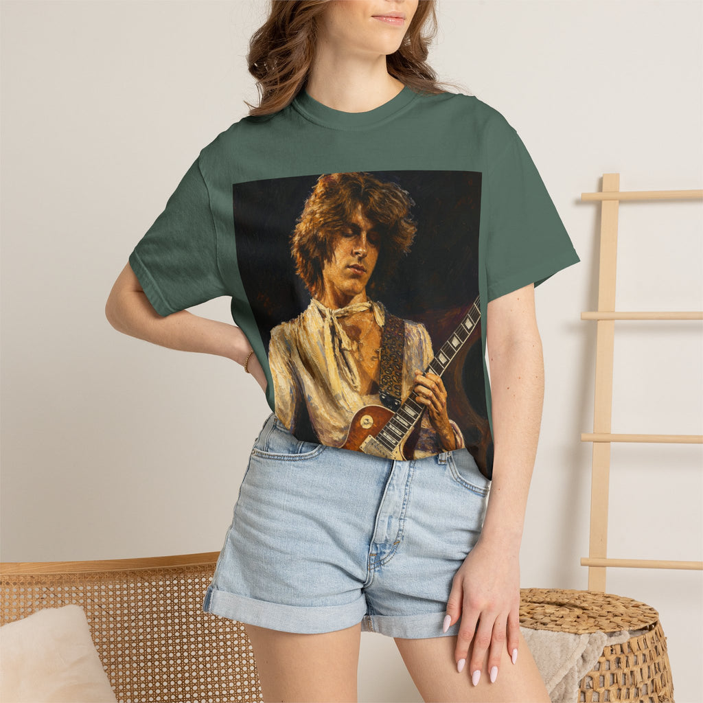 Guitarist Portrait T‑Shirt — Vintage Rock Artwork (Tim Cosgriff Art)