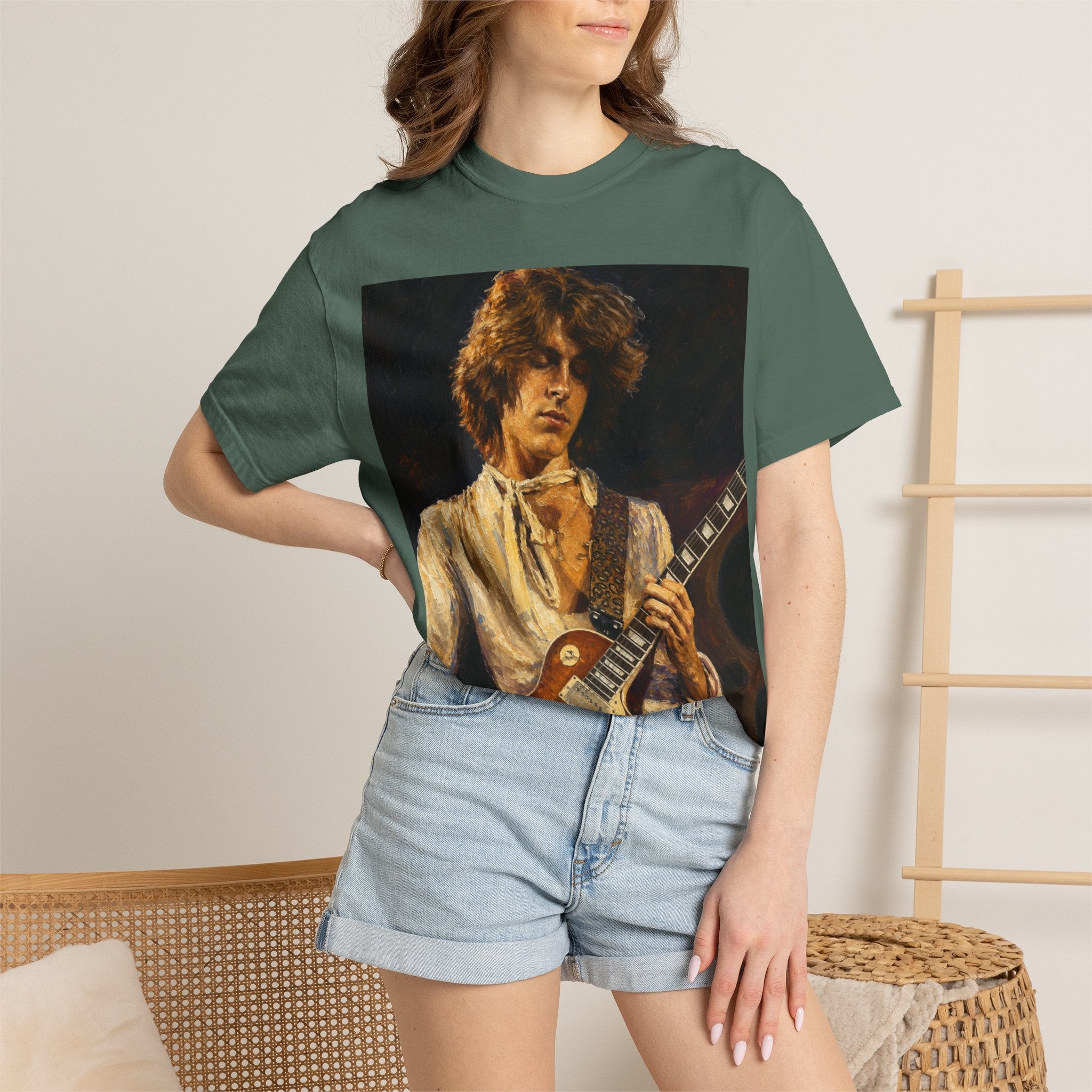 Guitarist Portrait T‑Shirt — Vintage Rock Artwork (Tim Cosgriff Art)
