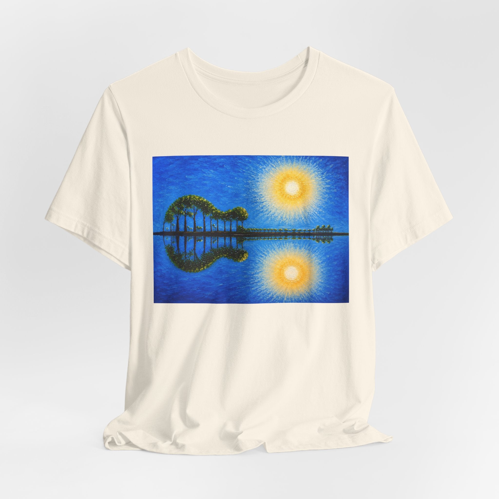 Copy of Guitar Island Sunset T‑Shirt  Reflective Tropical Music Art Tee