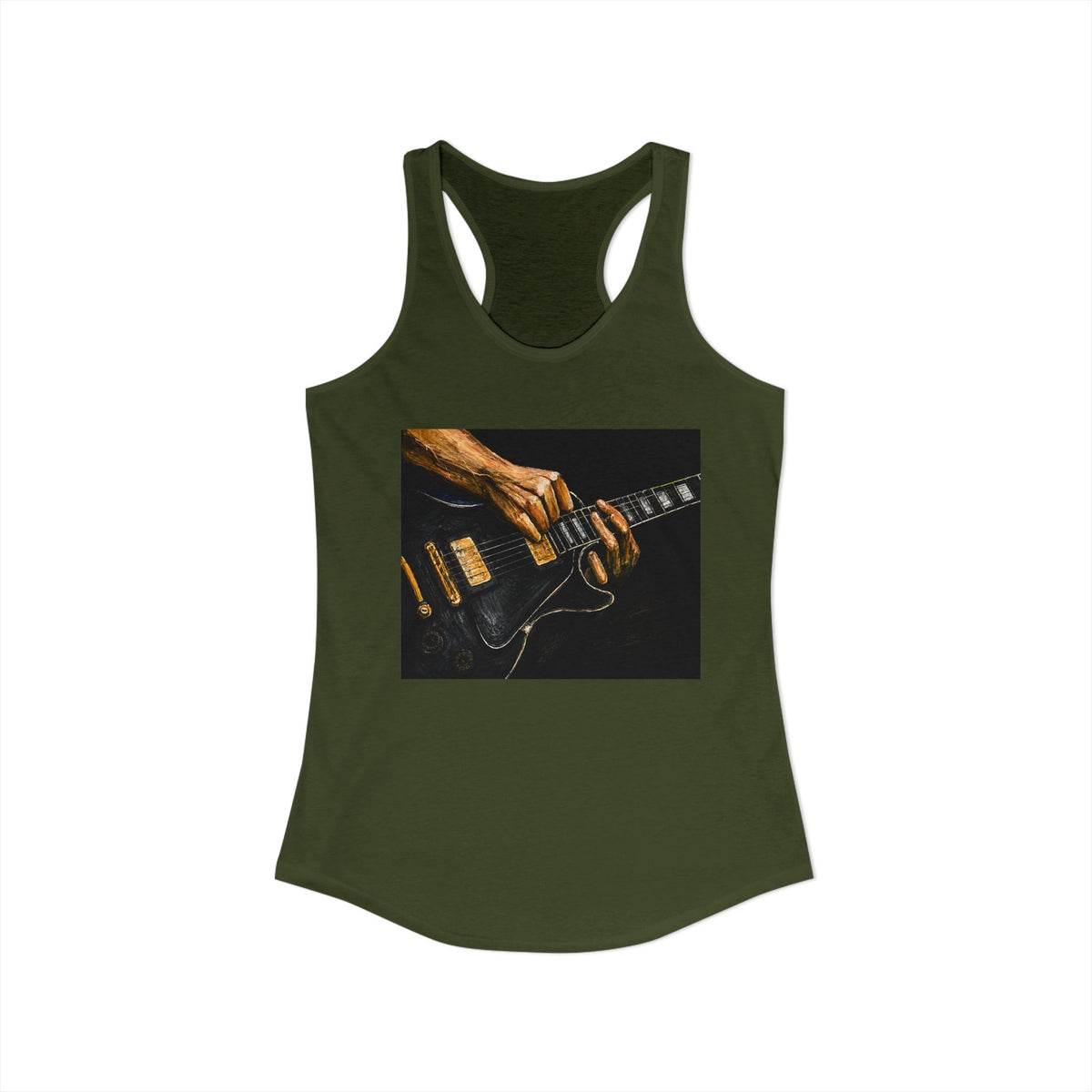 Rock Guitarist Hands on Les Paul Women's Ideal Racerback Tank