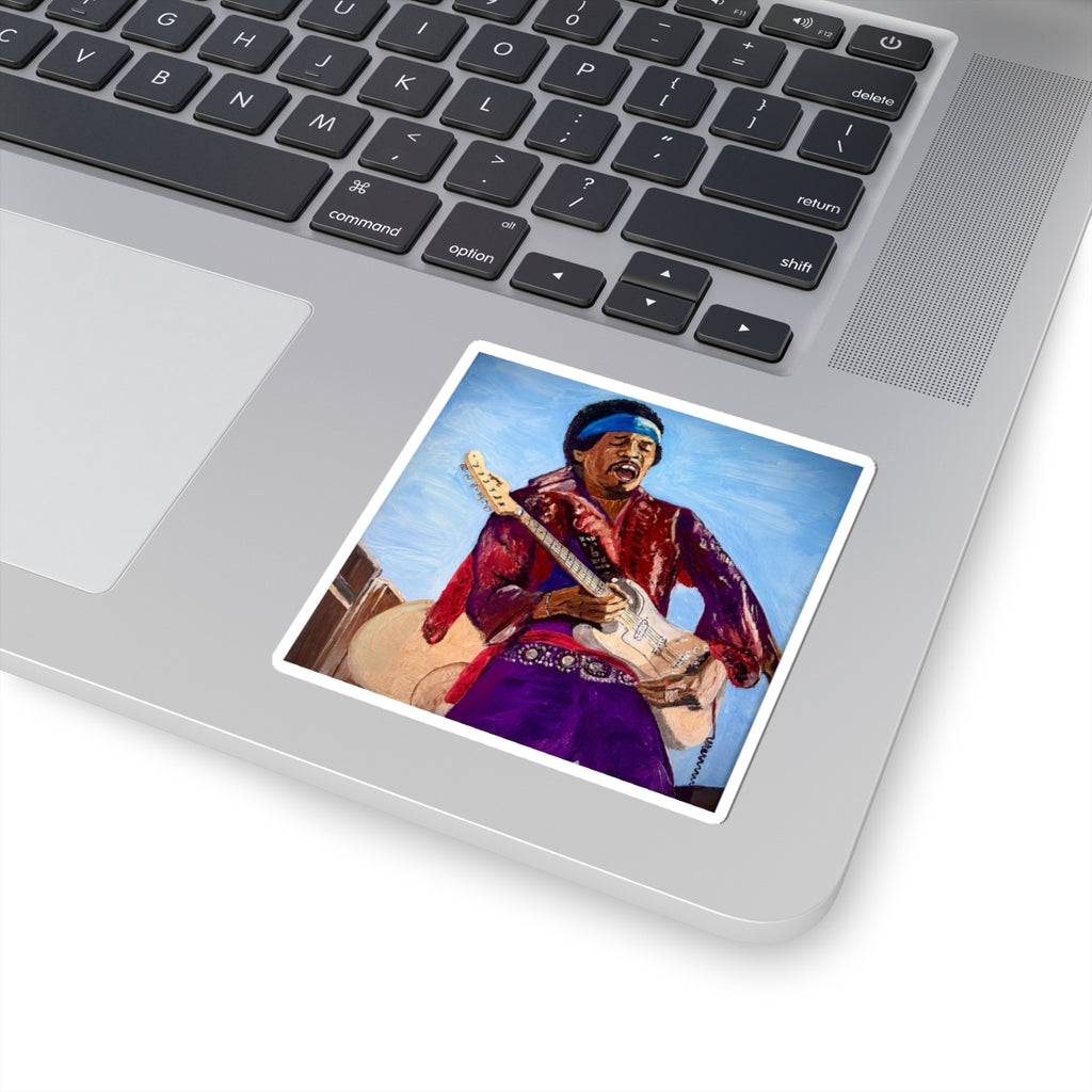 Jimi Hendrix Guitarist Kiss-Cut Sticker — Vintage Rock Music Decal