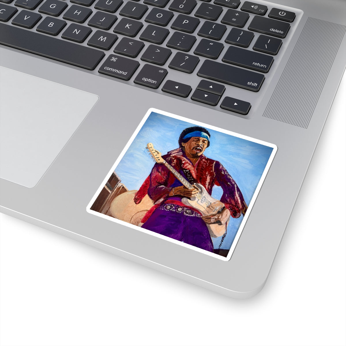 Jimi Hendrix Guitarist Kiss-Cut Sticker — Vintage Rock Music Decal
