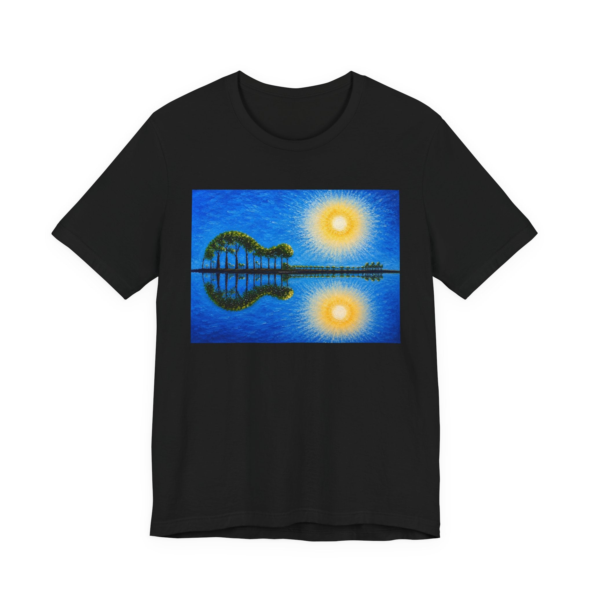 Copy of Guitar Island Sunset T‑Shirt  Reflective Tropical Music Art Tee