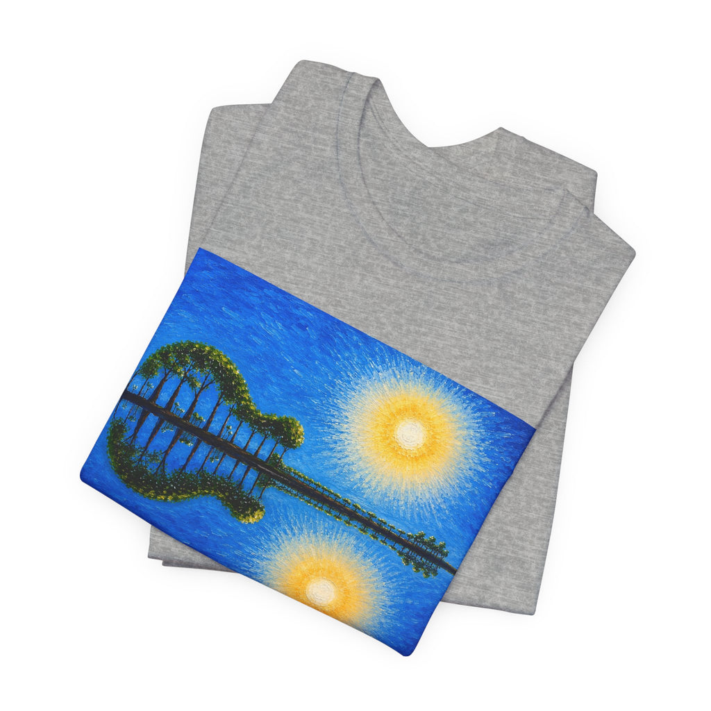 Copy of Guitar Island Sunset T‑Shirt  Reflective Tropical Music Art Tee