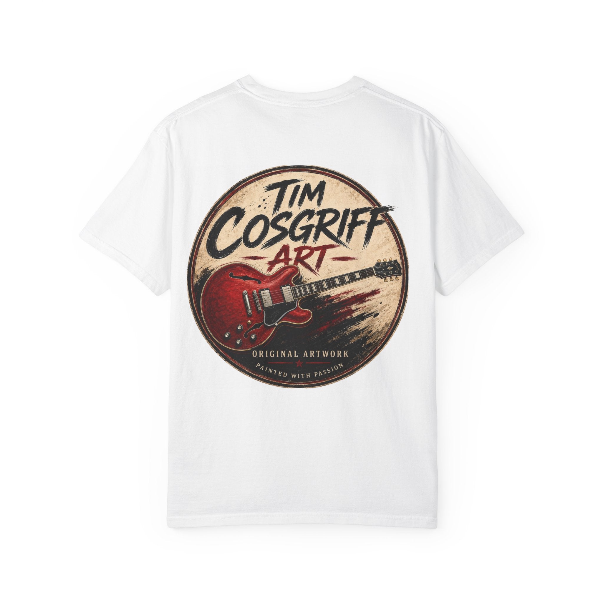 Guitarist Portrait T‑Shirt — Vintage Rock Artwork (Tim Cosgriff Art)